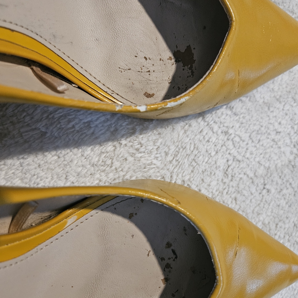Zara Yellow Block Heels Size 9 Office Chunky Minimalist Retro Y2K Office Casual - Picture 9 of 10
